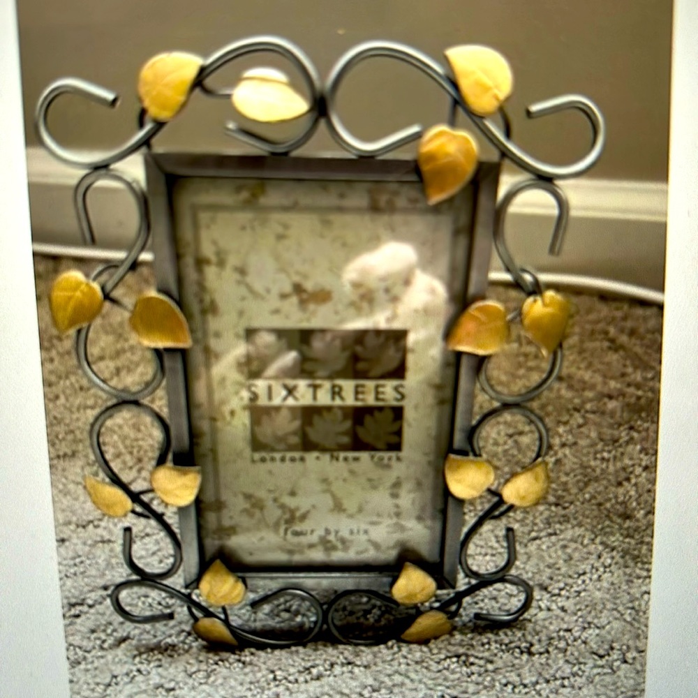 Six Trees metal floral vine leaf scroll photo frame 4x6